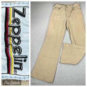 Vintage 1970s Zeppelin Bootcut Rock Jeans Men 34x37 Fits (29X32) Tan Twill Pants